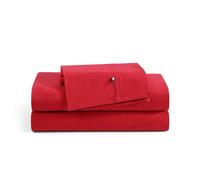 Tommy Hilfiger - Sheet Set, Cotton Percale Bedding with Matching Pillowcases, Crisp & Cool, Solid Home Essentials (Red, Queen)