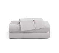 Tommy Hilfiger - Sheet Set, Cotton Percale Bedding with Matching Pillowcases, Crisp & Cool, Solid Home Essentials (Grey, Full)