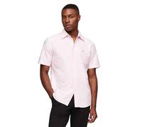 Tommy Hilfiger Short Sleeve Oxford Regular Fit, Men's Button Down Shirts, Classic Pink/Check, Medium