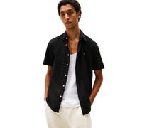 Tommy Hilfiger Short Sleeve Poplin Regular Fit, Men's Button Down Shirts, Black, Medium
