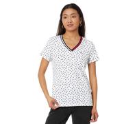 Tommy Hilfiger Short Sleeve V-Neck Dot Tee Bright White/Sky Captain SM (US 4-6)
