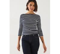 Tommy Hilfiger Slim Boat Neck Top, Blue, Size Xl = Uk 14, Women Blue
