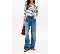 Tommy Hilfiger Women’s Long Sleeve Slim Fit New Cody Top with Boat Neck, Multicolor (Breton/ECU/Dark Night Navy), L