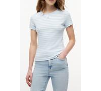 Tommy Jeans Women's Tjw Slim Essential Rib Ss Ext Dw0Dw17383 S/S T-Shirt, Blue (Kingly Blue/Stripe), S