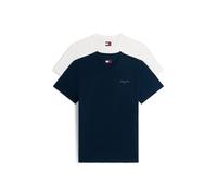 Tommy Jeans Men's TJM Slim Linear Ss Tee 2Pck Ext Dm0Dm22316 S/S T-Shirt, Multi (Ecru/Dark Night Navy), XL