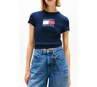 Tommy Hilfiger Slim Wavy Flag Tee Dark Night Navy size M | Shirts Outlet | Women | Black M