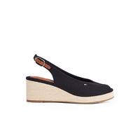 TOMMY HILFIGER Women’s Flag Wedge Slingback Espadrilles with Adjustable Straps, Black (Black), 7