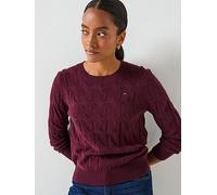 Tommy Hilfiger Soft Wool Cable Knit Jumper, Red, Size Xl, Women Red