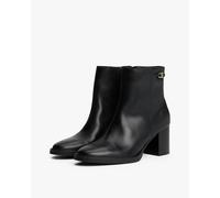 Tommy Hilfiger Stacked Heel Leather Womens Ankle Boots - Black - Black - UK7 EU41 US9.5