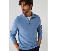 Tommy Hilfiger Stripe Structure Zip Mock Knitted Jumper - Blue, Blue, Size S, Men Blue