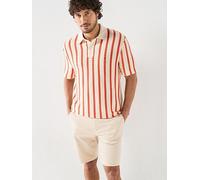 Tommy Hilfiger Striped Relaxed Fit Knitted Polo Shirt, Beige, Size Xl, Men Beige