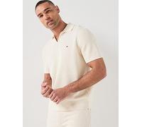 Tommy Hilfiger Structure Open Collar Knitted Polo Shirt, Off White, Size 2Xl, Men Off White
