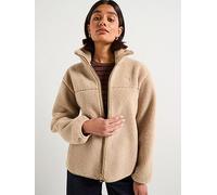Tommy Hilfiger Teddy Zip Up Jacket, Beige, Size Xs, Women Beige