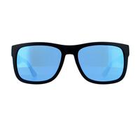 Tommy Hilfiger Men's Rectangle Matte Blue Blue Mirror Sunglasses Tommy Hilfiger Blue One Size