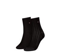 Tommy Hilfiger Women's Shine Short Sock, Black, 39-42