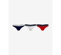 Tommy Hilfiger Women's 3 Pack Thongs, Multicolor (White/Desert Sky/Primary Red), M