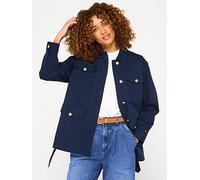 Tommy Hilfiger Women's Gold Button Utility Shirt Jacket with Chest Pockets, Blue (Dark Night Navy), M
