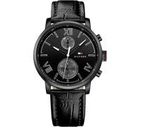 Tommy Hilfiger Trent 1791310 Men's Chronograph Watch - 44mm Black Dial Leather Strap