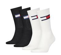 Tommy Hilfiger Crew Socks, White/Black, 35/38 (Pack of 4)