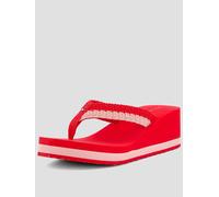 Tommy Hilfiger Women Th Wedge Crochet Summer Sandal FW0FW09420 Flip Flops, RED, 4