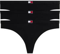 Tommy Hilfiger Women 3 PACK THONG YELLOW (Black/Black/Black) M