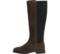 Tommy Hilfiger Women Enamel Flag Suede High Chelsea FW0FW09574 High Boots, BROWN (Fondant Brown), 4