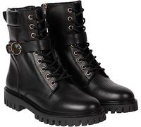 Tommy Hilfiger Women Low Boot Buckle Lace Up Ankle Boots, Black (Black), 3.5 UK