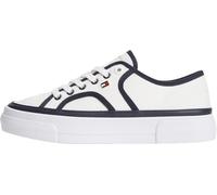 Tommy Hilfiger Women Platform Vulc Sneaker Piping FW0FW09394 Low Top, Blue, 4