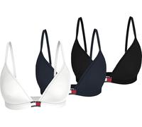 Tommy Hilfiger Women’s 3 Pack Non-Padded Triangle Bralettes, Multicolor (Black/Navy Rib/White), S