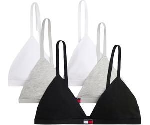 Tommy Hilfiger Women’s 3 Pack Triangle Bras with Logo, Multicolor (Grey Ht/Black/White), M