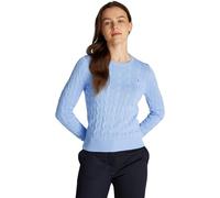 Tommy Hilfiger Women’s Cable Knit Round Neck Cotton Jumper, Blue (Vessel Blue), 3XL