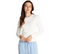 Tommy Hilfiger Women’s Cable Knit Round Neck Cotton Jumper, White (Ecru), XL