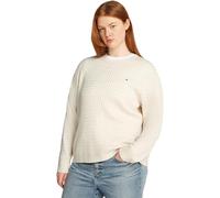 Tommy Hilfiger Women’s Cable Knit Round Neck Jumper, Beige (Heather Ivory Petal), 26