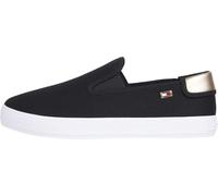 Tommy Hilfiger Women’s Canvas Slip-On Vulcanised Trainers, Black (Black), 3.5
