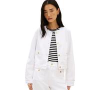 Tommy Hilfiger Women’s Denim Jacket Lady Jacket Collarless, White (Th Optic White), 10