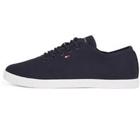 Tommy Hilfiger Women’s Elegant Canvas Lace-Up Cupsole Trainers, Blue (Space Blue), 3.5