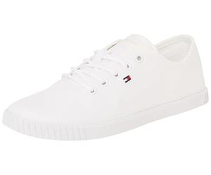 Tommy Hilfiger Women’s Elegant Canvas Lace-Up Cupsole Trainers, White (White), 3.5