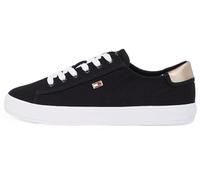 Tommy Hilfiger Women’s Elegant Canvas Lace-Up Vulcanised Trainers, Black (Black), 4