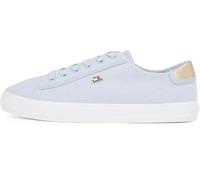 Tommy Hilfiger Women’s Elegant Canvas Lace-Up Vulcanised Trainers, Blue (Breezy Blue), 6.5