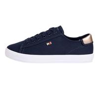 Tommy Hilfiger Women’s Elegant Canvas Lace-Up Vulcanised Trainers, Blue (Space Blue), 6.5