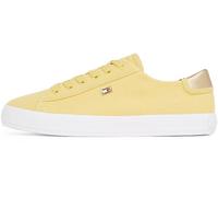 Tommy Hilfiger Women’s Elegant Canvas Lace-Up Vulcanised Trainers, Yellow (Meringue), 3.5