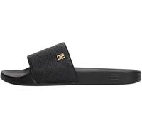Tommy Hilfiger Women’s Elegant Monogram Pool Slides, Black (Black), 5