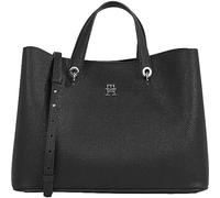 Tommy Hilfiger Women’s Emblem Satchel Bag with Detachable Shoulder Strap, Black (Black), One Size