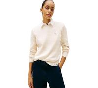 Tommy Hilfiger Women’s Fine Cable Knit Jumper, Beige (Heather Ivory Petal), L