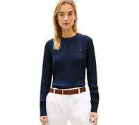Tommy Hilfiger Women’s Fine Cable Knit Jumper, Blue (Dark Night Navy), XS