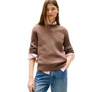 Tommy Hilfiger Women’s Fine Cable Knit Jumper, Brown (Hot Coco), M