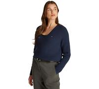 Tommy Hilfiger Women’s Fine Knit V-Neck Jumper, Blue (Dark Night Navy), L