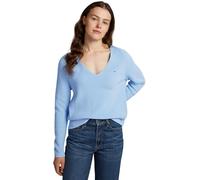 Tommy Hilfiger Women’s Fine Knit V-Neck Jumper, Blue (Vessel Blue), XL