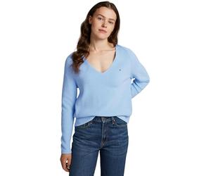 Tommy Hilfiger Women’s Fine Knit V-Neck Jumper, Blue (Vessel Blue), XXS
