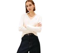 Tommy Hilfiger Women’s Fine Knit V-Neck Jumper, Off-White (Ivory Petal), XL